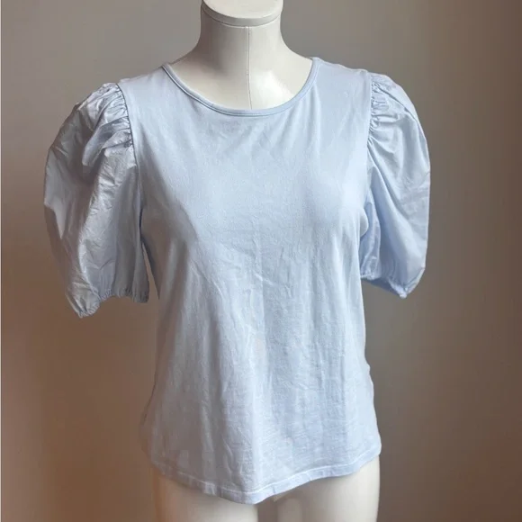 H&M Light Blue Puff Sleeve Top - Picture 1 of 5